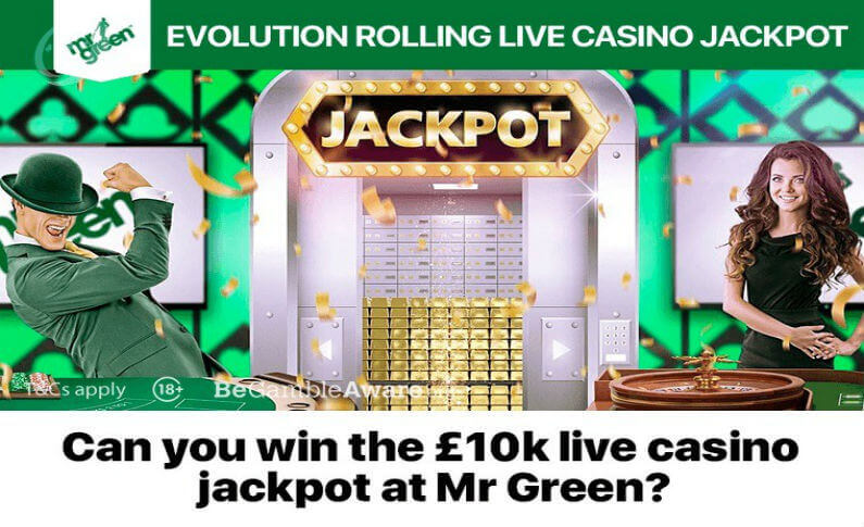 Rolling Live Casino Jackpot at Mr Green Casino